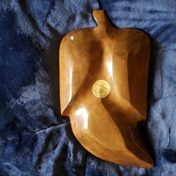 Large Vintage Boho lacquered wooden carved tray mid century modern - Picture 3 of 3